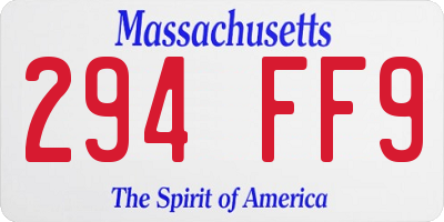 MA license plate 294FF9
