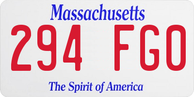 MA license plate 294FG0