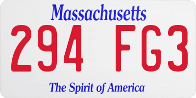 MA license plate 294FG3