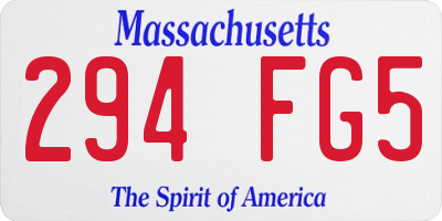 MA license plate 294FG5