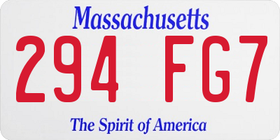 MA license plate 294FG7