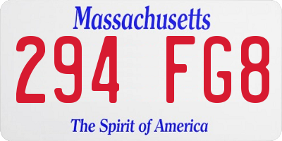 MA license plate 294FG8
