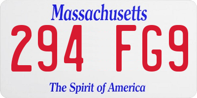 MA license plate 294FG9