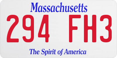 MA license plate 294FH3