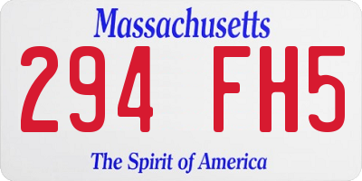 MA license plate 294FH5