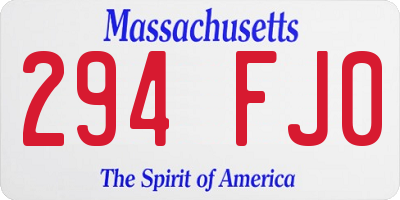 MA license plate 294FJ0