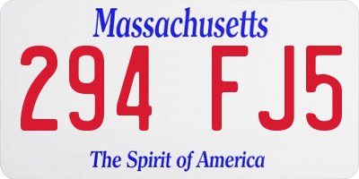 MA license plate 294FJ5