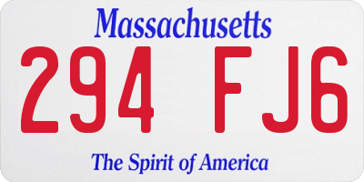 MA license plate 294FJ6
