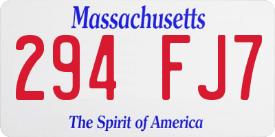 MA license plate 294FJ7