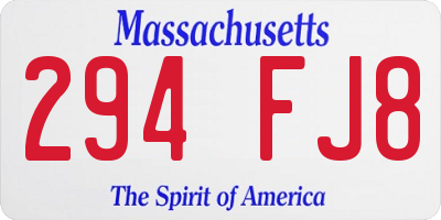 MA license plate 294FJ8