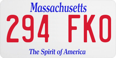 MA license plate 294FK0
