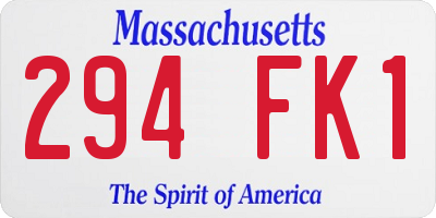 MA license plate 294FK1