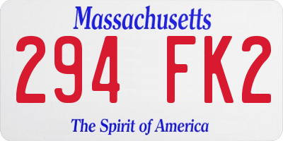 MA license plate 294FK2