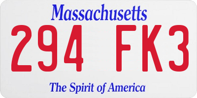 MA license plate 294FK3