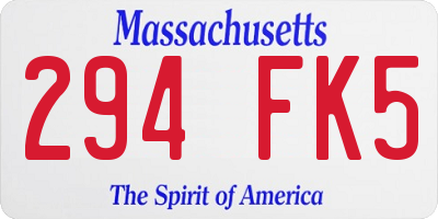 MA license plate 294FK5