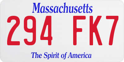 MA license plate 294FK7