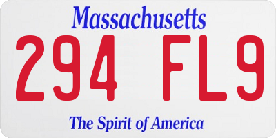 MA license plate 294FL9