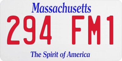 MA license plate 294FM1