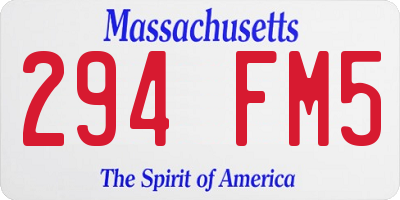 MA license plate 294FM5