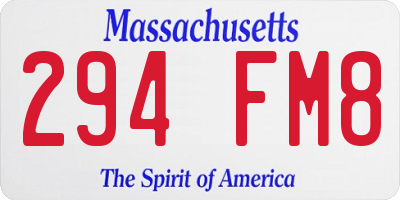 MA license plate 294FM8