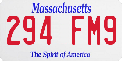 MA license plate 294FM9