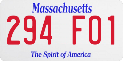 MA license plate 294FO1