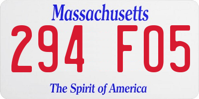 MA license plate 294FO5