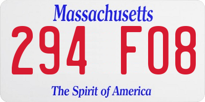 MA license plate 294FO8