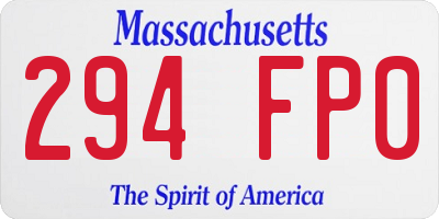 MA license plate 294FP0