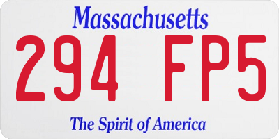 MA license plate 294FP5