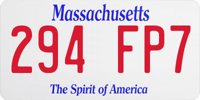MA license plate 294FP7