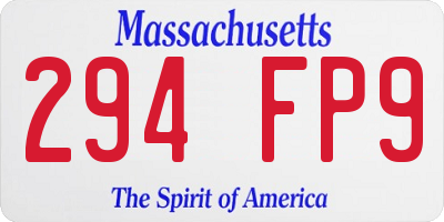 MA license plate 294FP9