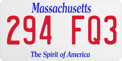MA license plate 294FQ3