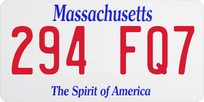 MA license plate 294FQ7