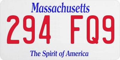 MA license plate 294FQ9