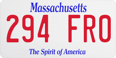 MA license plate 294FR0