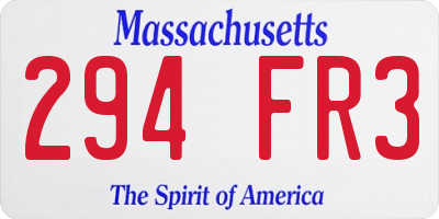 MA license plate 294FR3