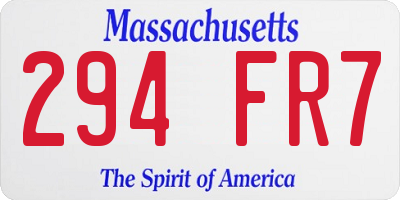 MA license plate 294FR7