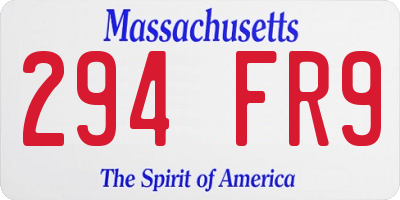 MA license plate 294FR9