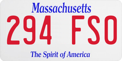 MA license plate 294FS0
