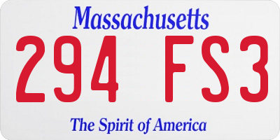 MA license plate 294FS3