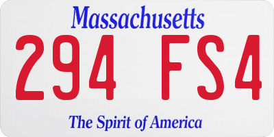 MA license plate 294FS4