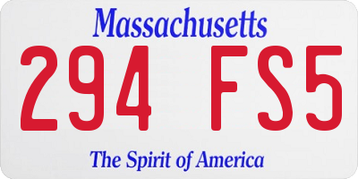 MA license plate 294FS5