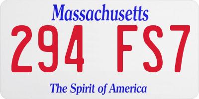 MA license plate 294FS7