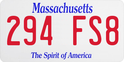 MA license plate 294FS8