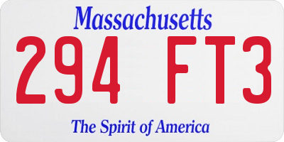 MA license plate 294FT3