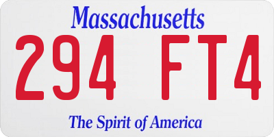 MA license plate 294FT4