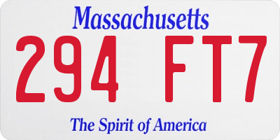MA license plate 294FT7