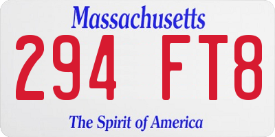 MA license plate 294FT8