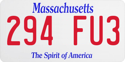 MA license plate 294FU3